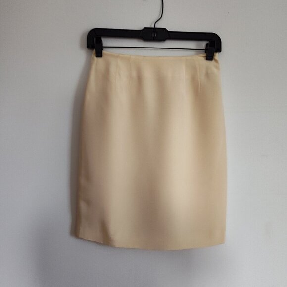 Ladies SZ 4P Linda Allard For Ellen Tracy Cream Silk Pencil Skirt - Picture 1 of 4